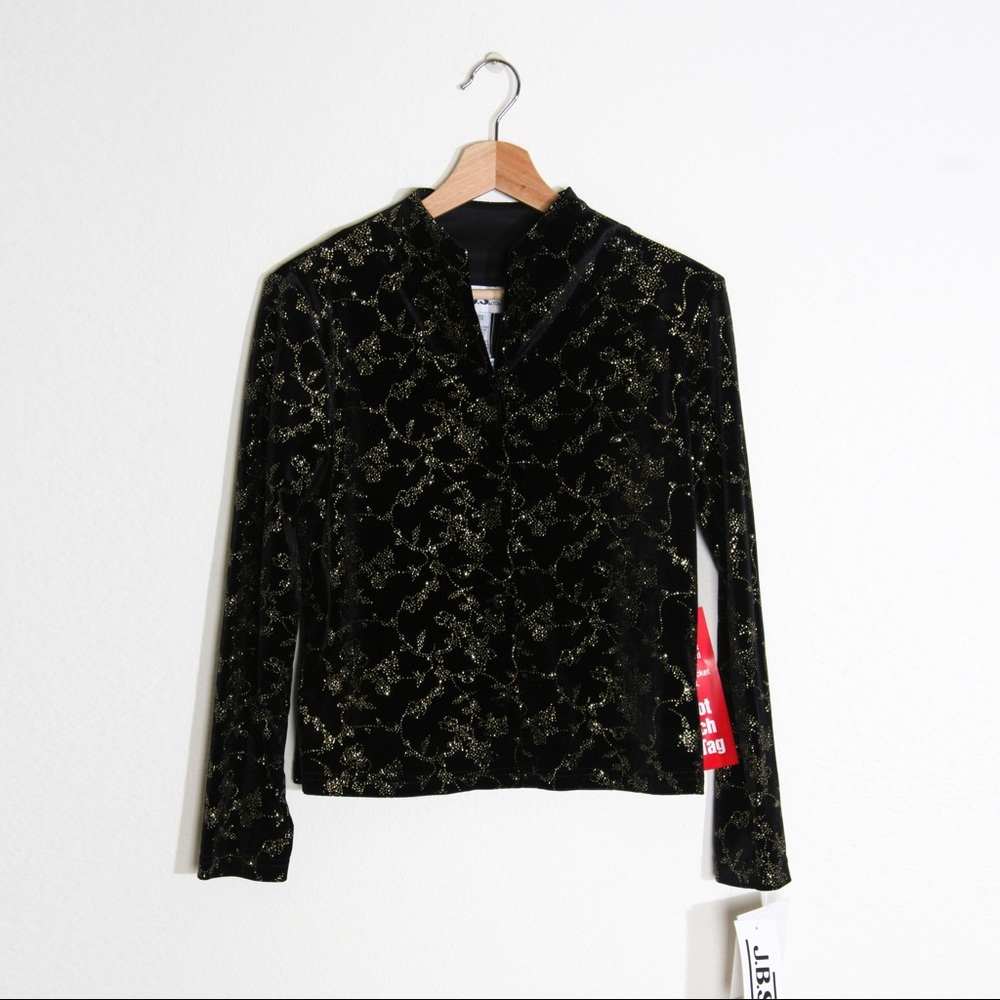 JBS LTD Embellished 90s Glitter Velvet Jacket